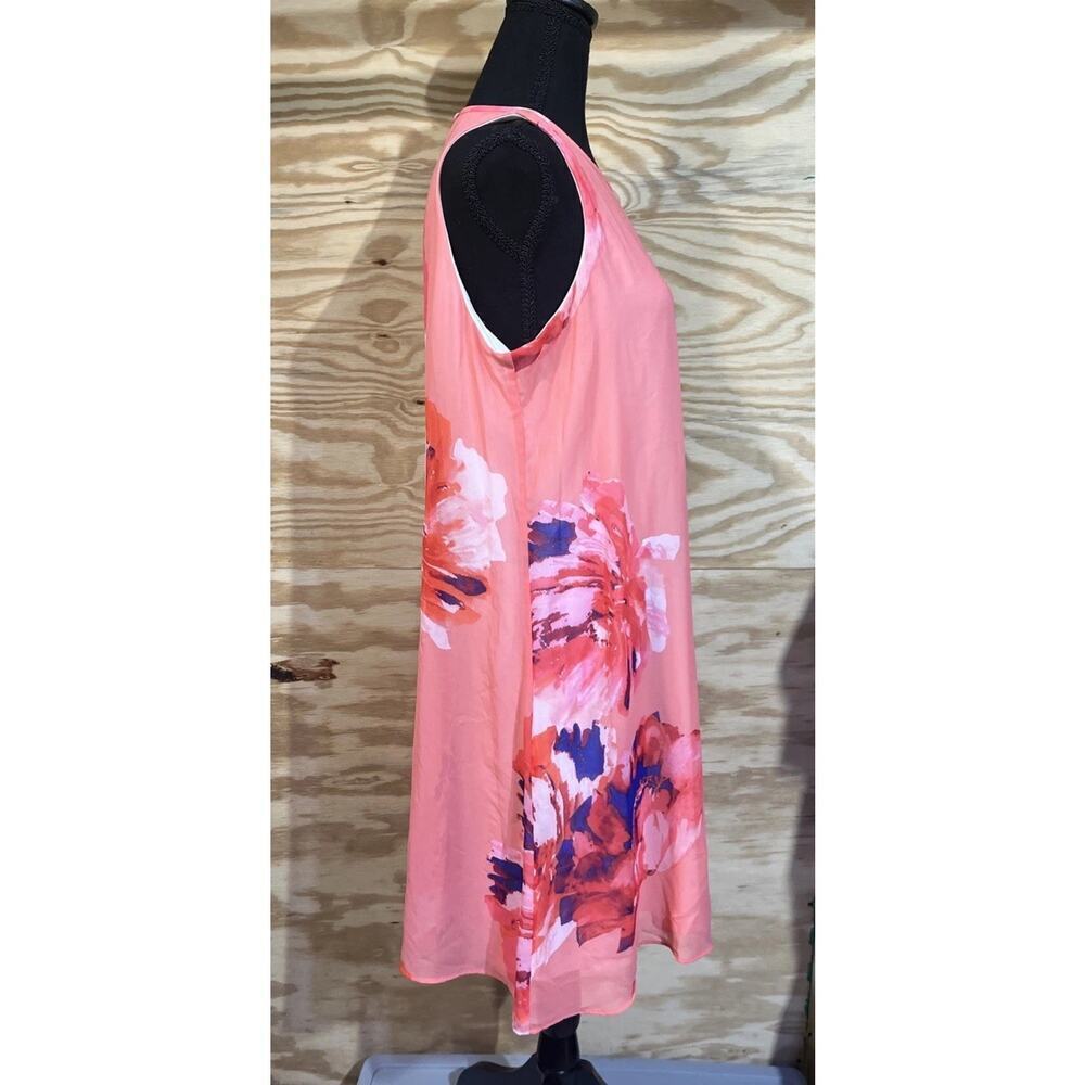 Calvin Klein Womens Floral A-Line Maxi Dress Sz 12 Coral Orange Shower Wedding - Picture 6 of 15